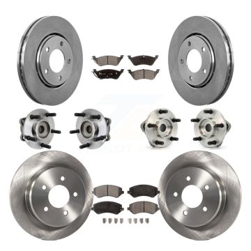 Front Rear Hub Bearing Brake Rotor Pad Kit (10Pc) For Dodge Caravan Grand Chrysler Town & KBB-110193