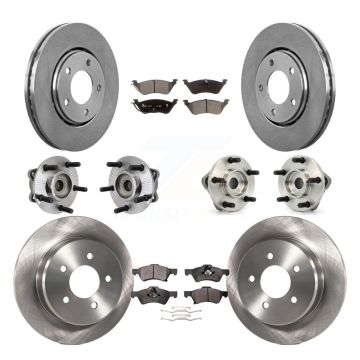 Front Rear Hub Bearings Disc Brake Rotors And Ceramic Pads Kit (10Pc) For Dodge Caravan KBB-110194