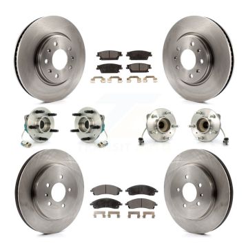 Front Rear Hub Bearing Disc Brake Rotor & Pads Kit (10Pc) For 2006-2007 Cadillac CTS Base KBB-110206