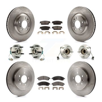 Front Rear Hub Bearing Disc Brake Rotor & Pads Kit (10Pc) For 2006-2007 Cadillac CTS Base KBB-110209