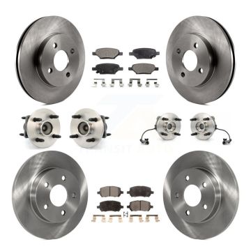 Front Rear Hub Bearing Brake Rotor & Pads Kit (10Pc) For 2007-2010 Pontiac G5 4-Wheel ABS KBB-110221