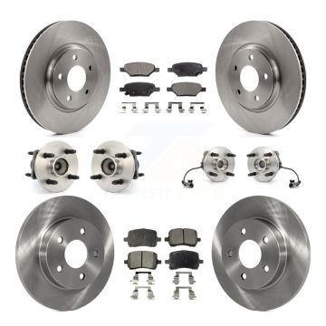 Front Rear Hub Bearing Brake Rotor Pads Kit (10Pc) For 04-07 Saturn Ion With 4 Lug Wheels KBB-110222