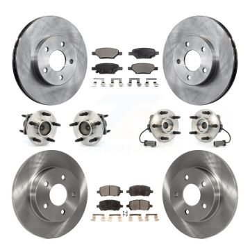 Front Rear Hub Bearings Disc Brake Rotors And Ceramic Pads Kit (10Pc) For Pontiac G5 KBB-110227