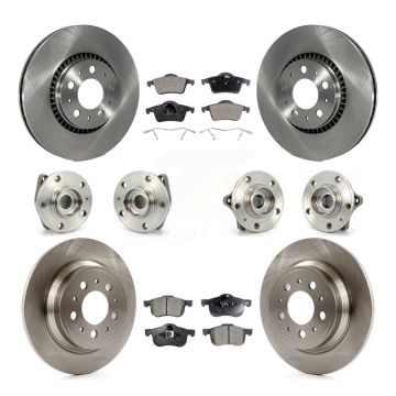 Front Rear Hub Bearings Disc Brake Rotors And Pads Kit (10Pc) For Volvo S60 XC70 V70 S80 KBB-110229