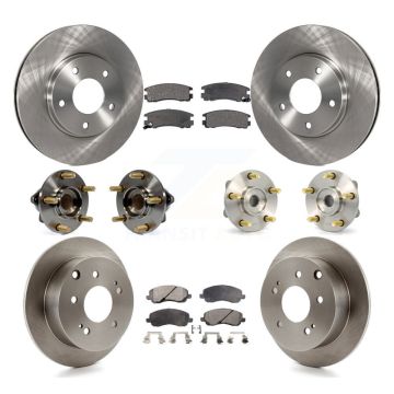 Front Rear Hub Bearing Disc Brake Rotor And Ceramic Pads Kit (10Pc) For Mitsubishi Galant KBB-110232