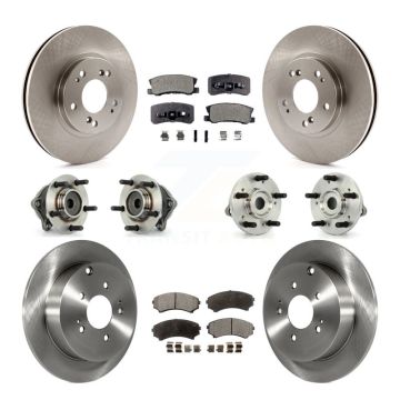 Front Rear Hub Bearings Disc Brake Rotors And Pads Kit (10Pc) For Mitsubishi Endeavor FWD KBB-110242