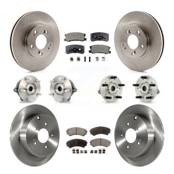 Front Rear Hub Bearings Disc Brake Rotors And Pads Kit (10Pc) For Mitsubishi Endeavor AWD KBB-110243