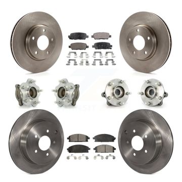 Front Rear Hub Bearings Disc Brake Rotors And Pads Kit (10Pc) For 2004-2009 Nissan Quest KBB-110244