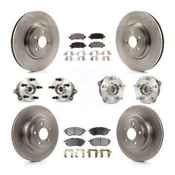 Front Rear Hub Bearings Disc Brake Rotors And Ceramic Pads Kit (10Pc) For Subaru Legacy KBB-110248