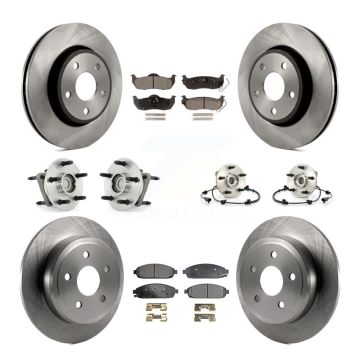 Front Rear Hub Bearing Disc Brake Rotor Pads Kit (10Pc) For Jeep Grand Cherokee Commander KBB-110260