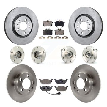 Front Rear Hub Bearing Disc Brake Rotors And Ceramic Pads Kit (10Pc) For Volkswagen Jetta KBB-110269