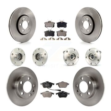 Front Rear Hub Bearing Disc Brake Rotors And Ceramic Pads Kit (10Pc) For Volkswagen Jetta KBB-110270