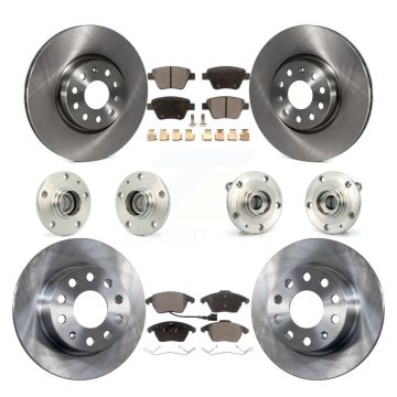 Front Rear Hub Bearing Brake Rotor And Pad Kit (10Pc) For 2017-2018 Volkswagen Jetta 2.0L KBB-110275