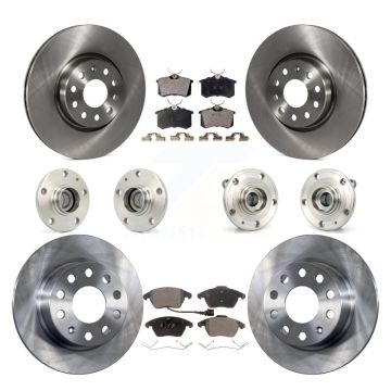Front Rear Hub Bearings Disc Brake Rotors And Pads Kit (10Pc) For Volkswagen Jetta Beetle KBB-110276