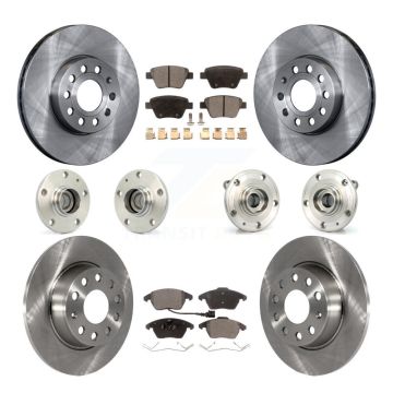 Front Rear Hub Bearing Disc Brake Rotor And Ceramic Pads Kit (10Pc) For Volkswagen Beetle KBB-110281
