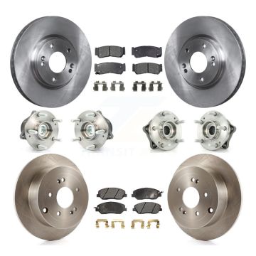 Front Rear Hub Bearing Disc Brake Rotor Pad Kit (10Pc) For 2007-2009 Hyundai Santa Fe FWD KBB-110289