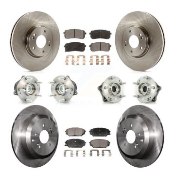 Front Rear Hub Bearing Disc Brake Rotor Pad Kit (10Pc) For 2007-2012 Hyundai Veracruz FWD KBB-110290