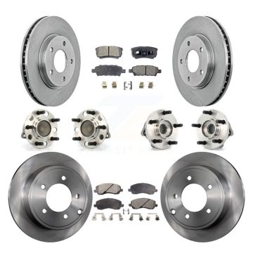 Front Rear Hub Bearings Disc Brake Rotors And Ceramic Pads Kit (10Pc) For Dodge Caliber KBB-110301