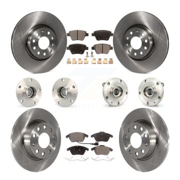 Front Rear Hub Bearings Disc Brake Rotors And Ceramic Pads Kit (10Pc) For Volkswagen GTI KBB-110306