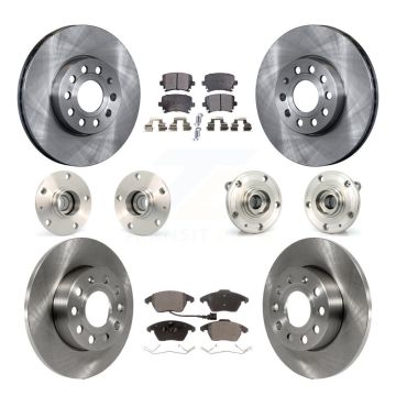Front Rear Hub Bearing Disc Brake Rotor And Ceramic Pads Kit (10Pc) For Volkswagen Rabbit KBB-110307