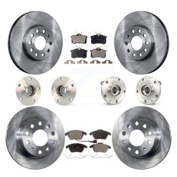 Front Rear Hub Bearing Disc Brake Rotor And Ceramic Pads Kit (10Pc) For Volkswagen Beetle KBB-110310