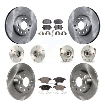 Front Rear Hub Bearing Disc Brake Rotor And Ceramic Pads Kit (10Pc) For Volkswagen Rabbit KBB-110317