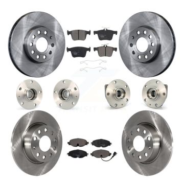 Front Rear Hub Bearing Disc Brake Rotor & Pads Kit (10Pc) For 2015-2019 Volkswagen e-Golf KBB-110318