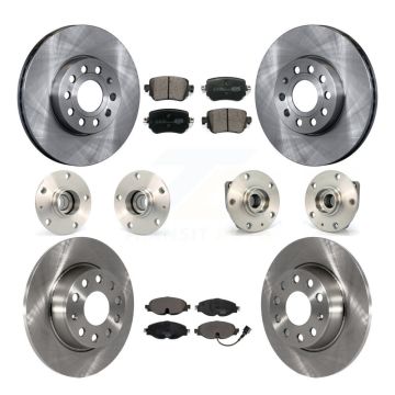 Front Rear Hub Bearing Disc Brake Rotor And Pad Kit (10Pc) For Volkswagen Golf SportWagen KBB-110319