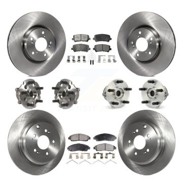 Front Rear Hub Bearing Disc Brake Rotor And Pads Kit (10Pc) For Honda Pilot Acura MDX ZDX KBB-110320