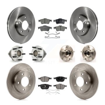 Front Rear Hub Bearing Disc Brake Rotor Pads Kit (10Pc) For Mazda 3 2.0L with 4-Wheel ABS KBB-110322