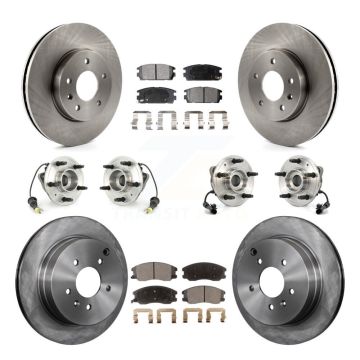 Front Rear Hub Bearing Brake Rotor & Pad Kit (10Pc) For Chevrolet Equinox Pontiac Torrent KBB-110330