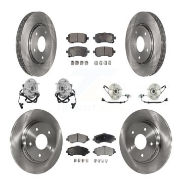 Front Rear Hub Bearing Brake Rotor Pad Kit (10Pc) For Dodge Grand Caravan Chrysler Town & KBB-110331