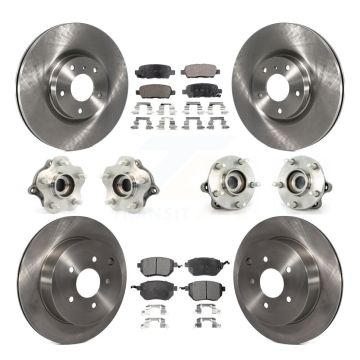 Front Rear Hub Bearing Disc Brake Rotor & Pads Kit (10Pc) For 2005-2007 Nissan Murano AWD KBB-110335