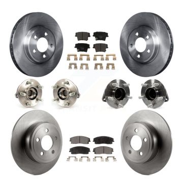 Front Rear Hub Bearing Disc Brake Rotor And Pad Kit (10Pc) For Chrysler 300 Dodge Charger KBB-110343
