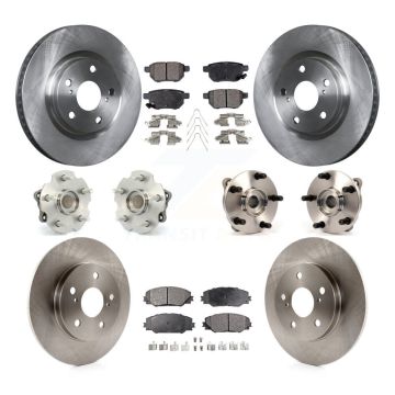 Front Rear Hub Bearings Disc Brake Rotors And Pads Kit (10Pc) For Toyota Corolla iM Scion KBB-110348