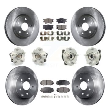 Front Rear Hub Bearings Disc Brake Rotors And Ceramic Pads Kit (10Pc) For Toyota RAV4 KBB-110351