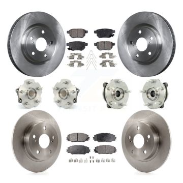 Front Rear Hub Bearing Brake Rotor Pads Kit (10Pc) For 11-16 Scion tC Manual transmission KBB-110352