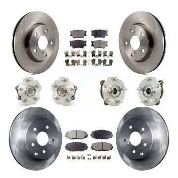 Front Rear Hub Bearing Brake Rotor & Pad Kit (10Pc) For 2013-2018 Toyota RAV4 LE with FWD KBB-110353