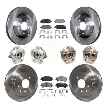 Front Rear Hub Bearing Disc Brake Rotor And Pad Kit (10Pc) For 2008-2013 Nissan Rogue AWD KBB-110354
