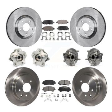 Front Rear Hub Bearing Brake Rotor Pads Kit (10Pc) For 2014 Nissan Juke Nismo RS with AWD KBB-110355
