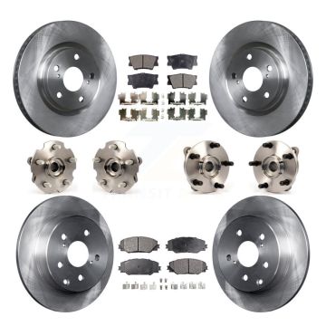 Front Rear Hub Bearing Brake Rotor & Pads Kit (10Pc) For Toyota RAV4 With 3rd Row Seating KBB-110357