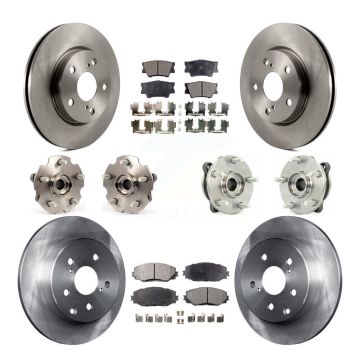 Front Rear Hub Bearing Brake Rotor & Pad Kit (10Pc) For 2013-2018 Toyota RAV4 LE with AWD KBB-110360