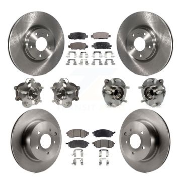 Front Rear Hub Bearing Brake Rotor Pad Kit (10Pc) For INFINITI EX35 QX50 EX37 G25 M35 M45 KBB-110363