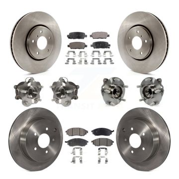 Front Rear Hub Bearings Disc Brake Rotors And Pads Kit (10Pc) For INFINITI FX35 FX37 RWD KBB-110365