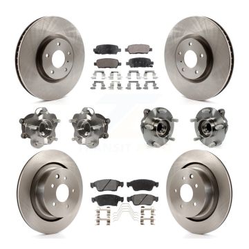 Front Rear Hub Bearing Disc Brake Rotors And Ceramic Pads Kit (10Pc) For INFINITI G35 Q60 KBB-110366