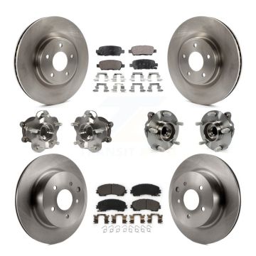 Front Rear Hub Bearing Disc Brake Rotor & Pads Kit (10Pc) For 2016-2017 INFINITI QX50 RWD KBB-110371