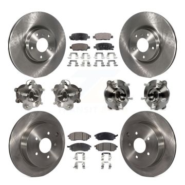 Front Rear Hub Bearing Disc Brake Rotor & Pads Kit (10Pc) For 2015-2017 INFINITI QX70 AWD KBB-110372