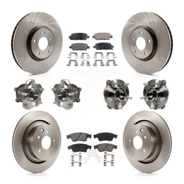 Front Rear Hub Bearing Disc Brake Rotors And Ceramic Pads Kit (10Pc) For INFINITI G35 Q60 KBB-110375