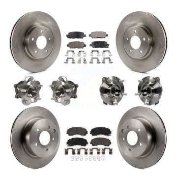 Front Rear Hub Bearing Disc Brake Rotor & Pads Kit (10Pc) For 2016-2017 INFINITI QX50 AWD KBB-110379