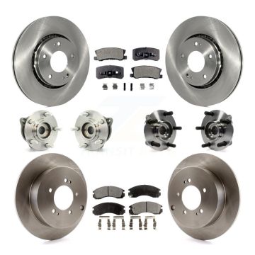 Front Rear Hub Bearing Disc Brake Rotor And Ceramic Pads Kit (10Pc) For Mitsubishi Lancer KBB-110380